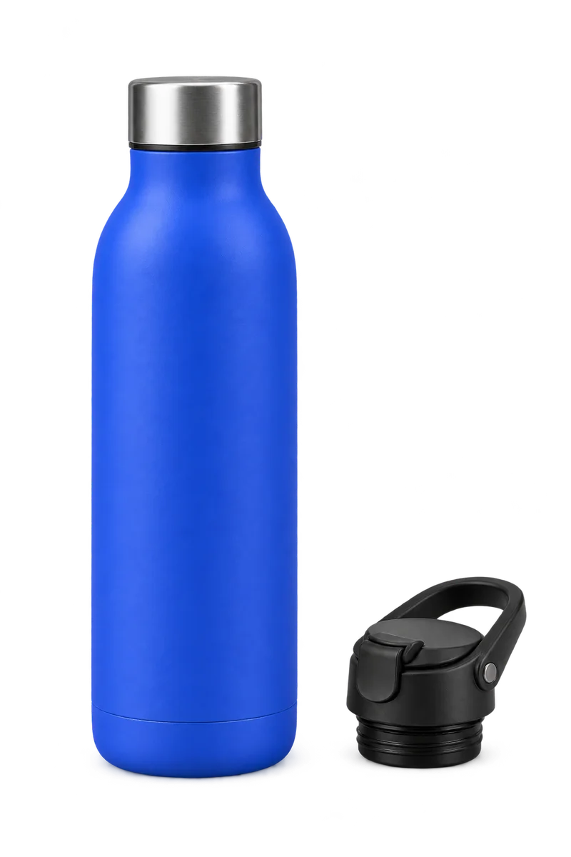 Benchmark Trail Bottle 42 with its plain screw lid and Benchmark Flip Cap 42 accessory